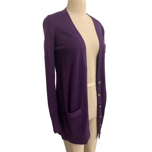 Ann Taylor Womens Merino Wool Cardigan Sweater Medium Size Purple - Picture 2 of 10